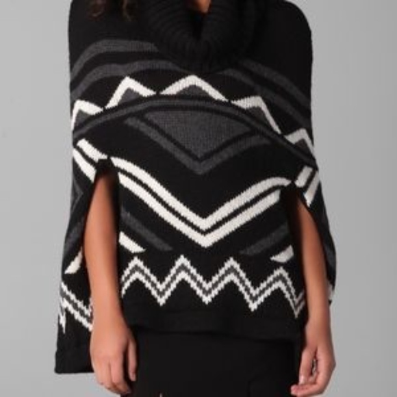 BCBG Black Sian Zigzag Poncho - One Size - Picture 5 of 8